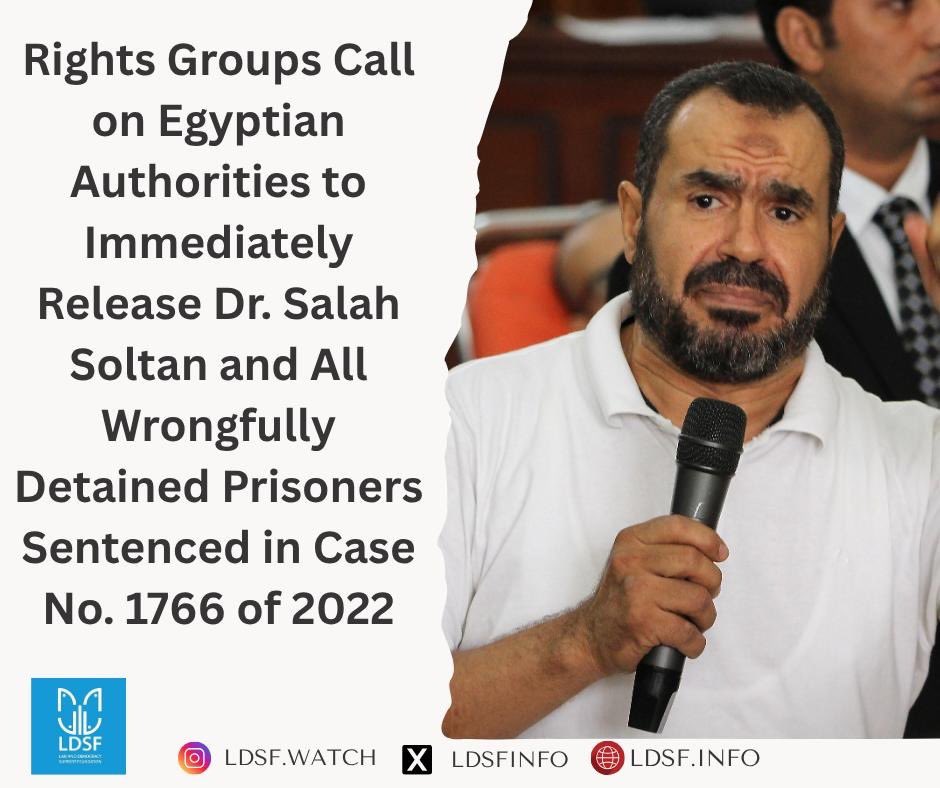 In a joint statement by 16 human rights organizations, we call for the immediate release of Dr. Salah Soltan, who faces a life-threatening health crisis in Badr prison, denied essential medical care — which may amount to torture.

Read the full statement: ldsf.info/blog/2025/07/1…