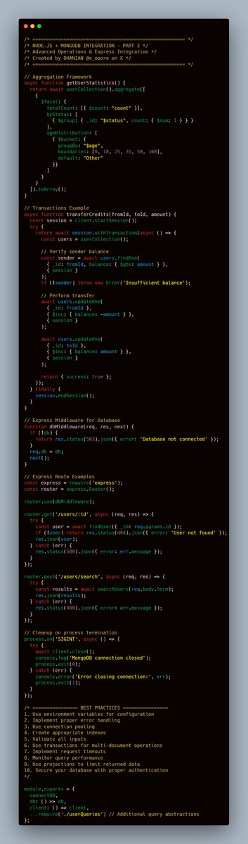 e_opore's tweet image. NODE.JS + MONGODB INTEGRATION.
📘 For a complete MongoDB ebook with practical explanations, real-world project examples, and guided learning, grab it here:
➡ codewithdhanian.gumroad.com/l/eorxyd