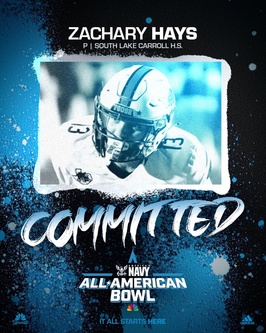 Zachary (Zac) Hays (@zachary_hays18) on Twitter photo Beyond Blessed to have committed to playing in the All American Bowl! <a href="/AABonNBC/">Navy All-American Bowl</a>
<a href="/CoachRazloznik/">Coach Sean Razloznik</a> <a href="/coachrdodge/">Riley Dodge</a> <a href="/KickExposure/">Kicking Exposure by Scott Blanton</a> <a href="/Chris_Sailer/">Chris Sailer Kicking</a> <a href="/kt_recruiting/">Kicker Tracker Recruiting</a> #NavyAAB Beyond Blessed to have committed to playing in the All American Bowl! <a href="/AABonNBC/">Navy All-American Bowl</a>
<a href="/CoachRazloznik/">Coach Sean Razloznik</a> <a href="/coachrdodge/">Riley Dodge</a> <a href="/KickExposure/">Kicking Exposure by Scott Blanton</a> <a href="/Chris_Sailer/">Chris Sailer Kicking</a> <a href="/kt_recruiting/">Kicker Tracker Recruiting</a> #NavyAAB