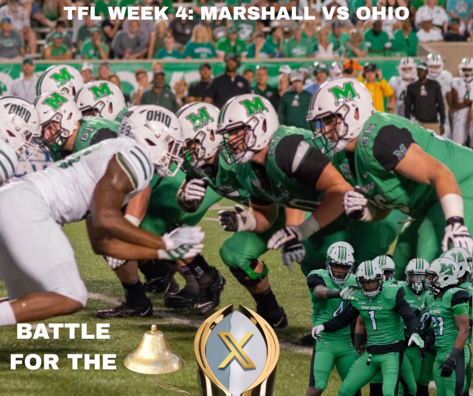 TFLMarshall's tweet image. SCHEDULE LEAK #1
WEEK 4. MARSHALL VS OHIO IN BATTLE FOR THE BELL 🔔 🦬⚡️
It’s gonna take EVERYONE to win the bell. Your Likes. Your Shares. And a THUNDERING HERD WIN. #WeAreMarshall
