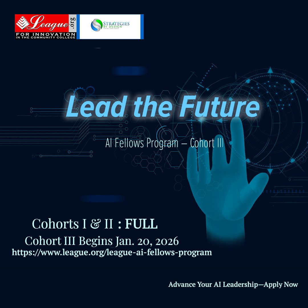 Cohorts I and II are full. Cohort III begins Jan. 20.
Join the League’s 6-month AI Fellows Program and lead the future of AI in community colleges.
tinyurl.com/bdf9xjk6