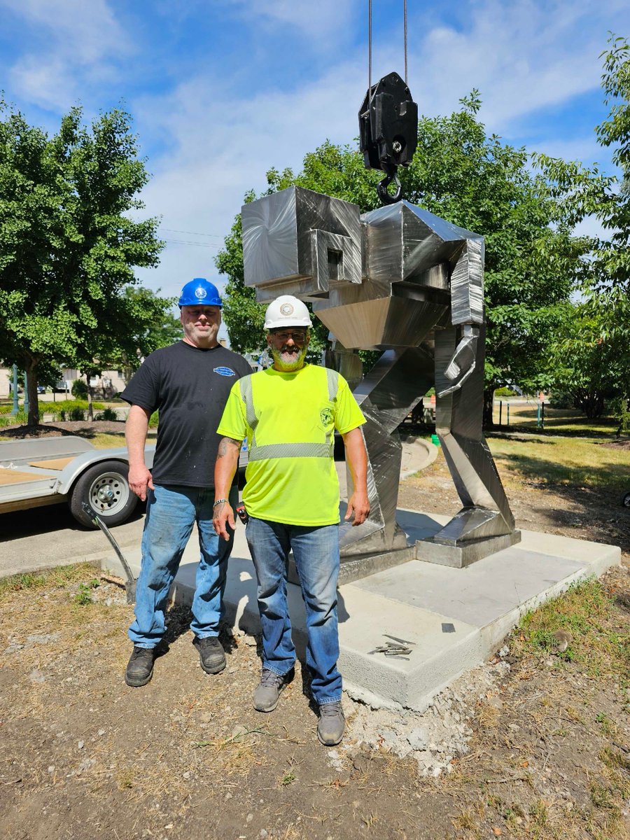 Steelmen on the move!!  As part of the Route 66 Park re-dedication, the City of Joliet contracted with local artists to create a replica of our beloved Steelmen statue!  We are excited to announce that the statue is being installed today!  Make sure to stop by the Route 66 Park