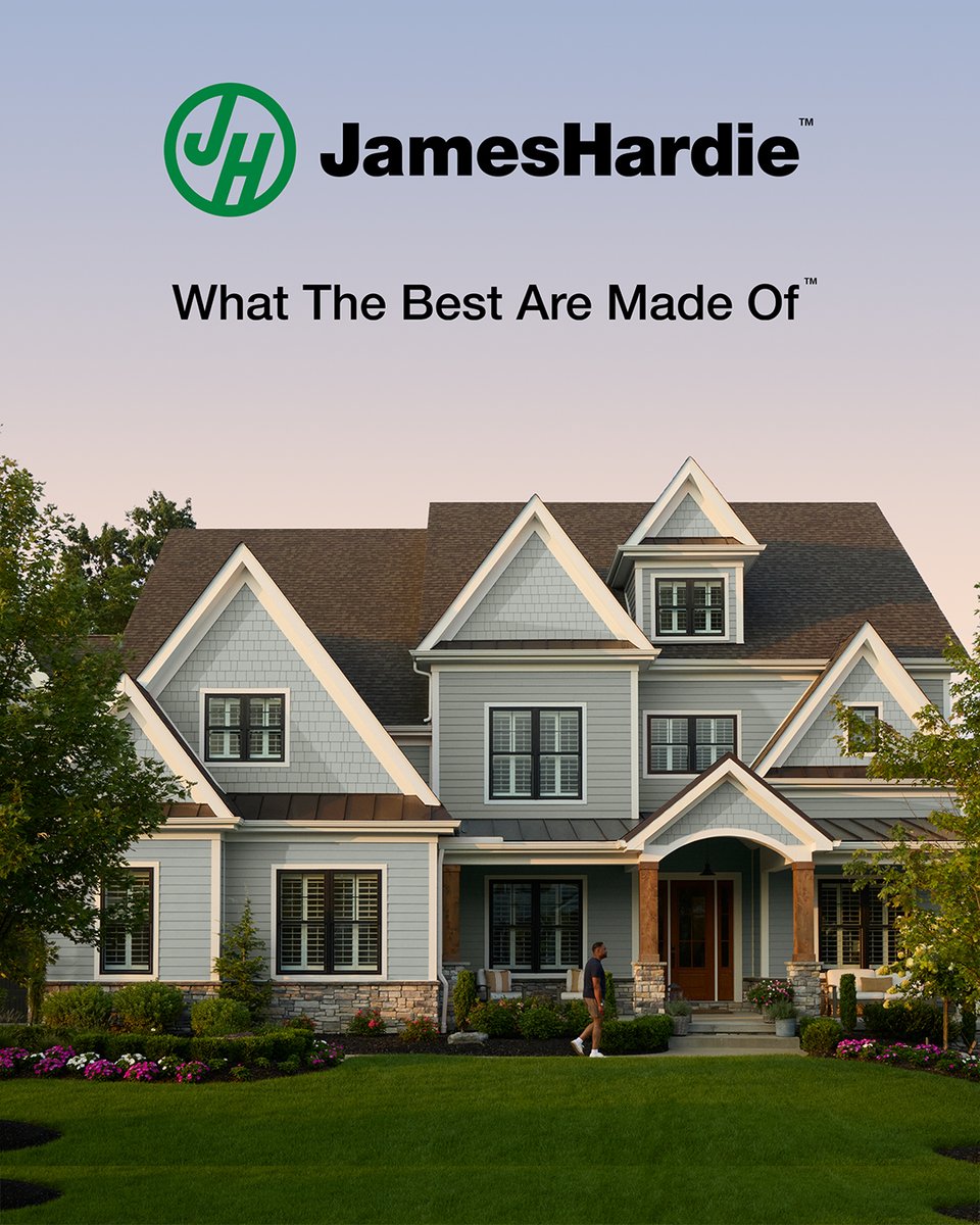 JamesHardie's tweet image. When your home has Hardie® fiber cement siding, the neighbors take notice.
James Hardie delivers beautifully designed and durable home exterior solutions. Hardie® siding resists damage from moisture, fire*, and pests, to help protect your home today and keep it looking its…