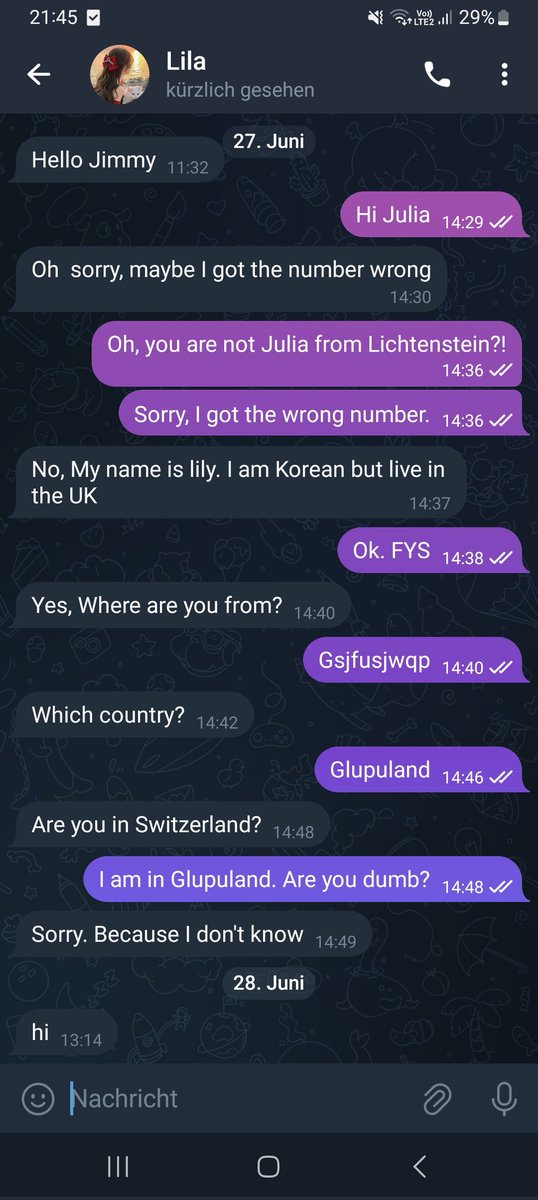 AI bots on telegram are still not 100% realistic.
I'm not sure if that is a good thing or a bad thing..