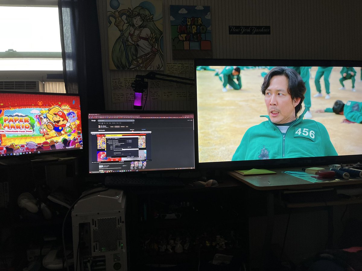 Got blessed by my best friend w/ a new 4K TV &amp; god damn is it big for my small room but an upgrade from my 30 inch 1080p TV I've had for a decade.

I can 4K game, record &amp; stream now, outside bills &amp; shit, nothing stopping me from streaming Mario Kart World &amp; DK Bananza now🔥🩵