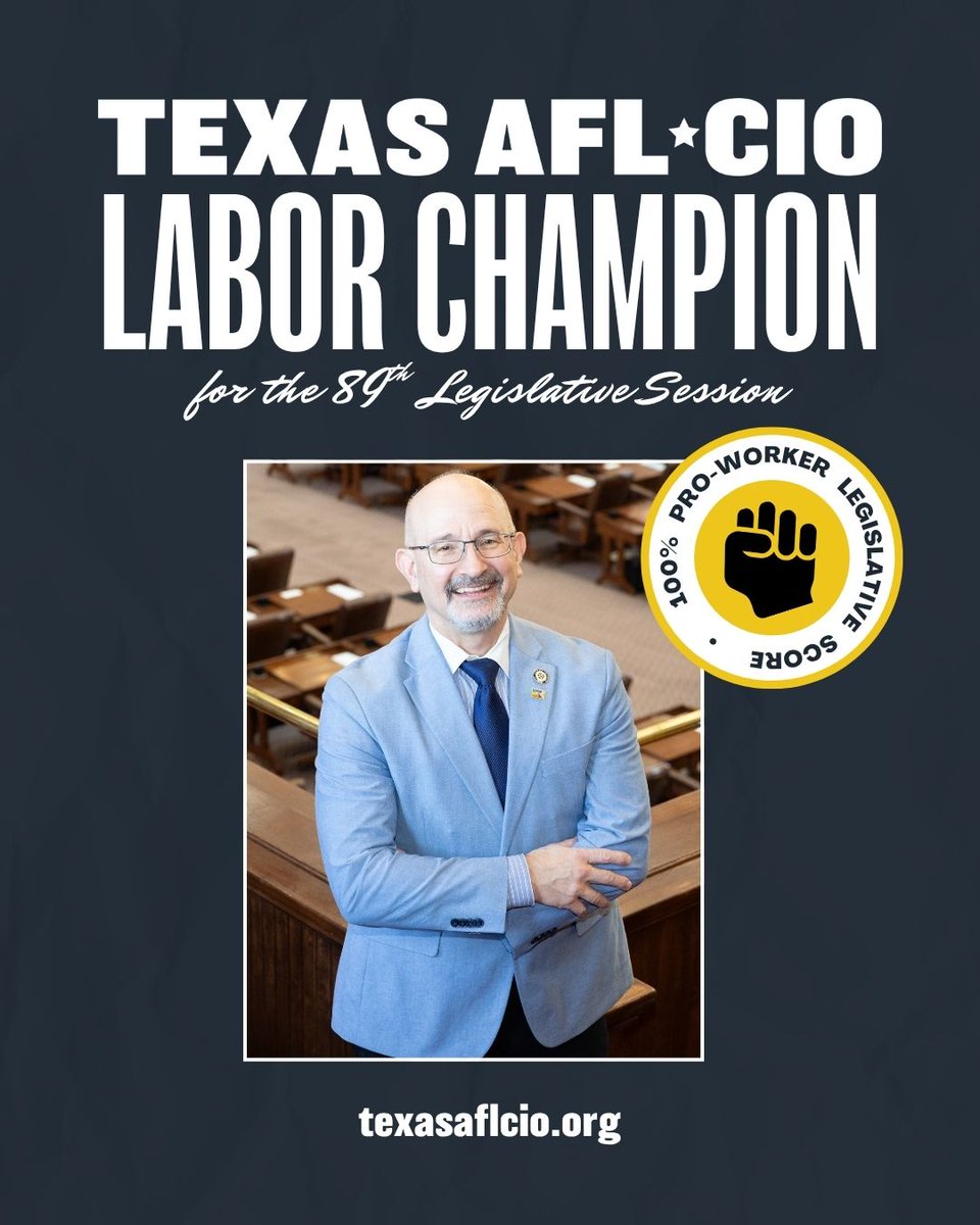 Jon_RosenthalTX's tweet image. I am beyond proud of this recognition as a Texas Labor Champion! I support workers and working families, because THEY are the backbone of our society and our economy. #txlege