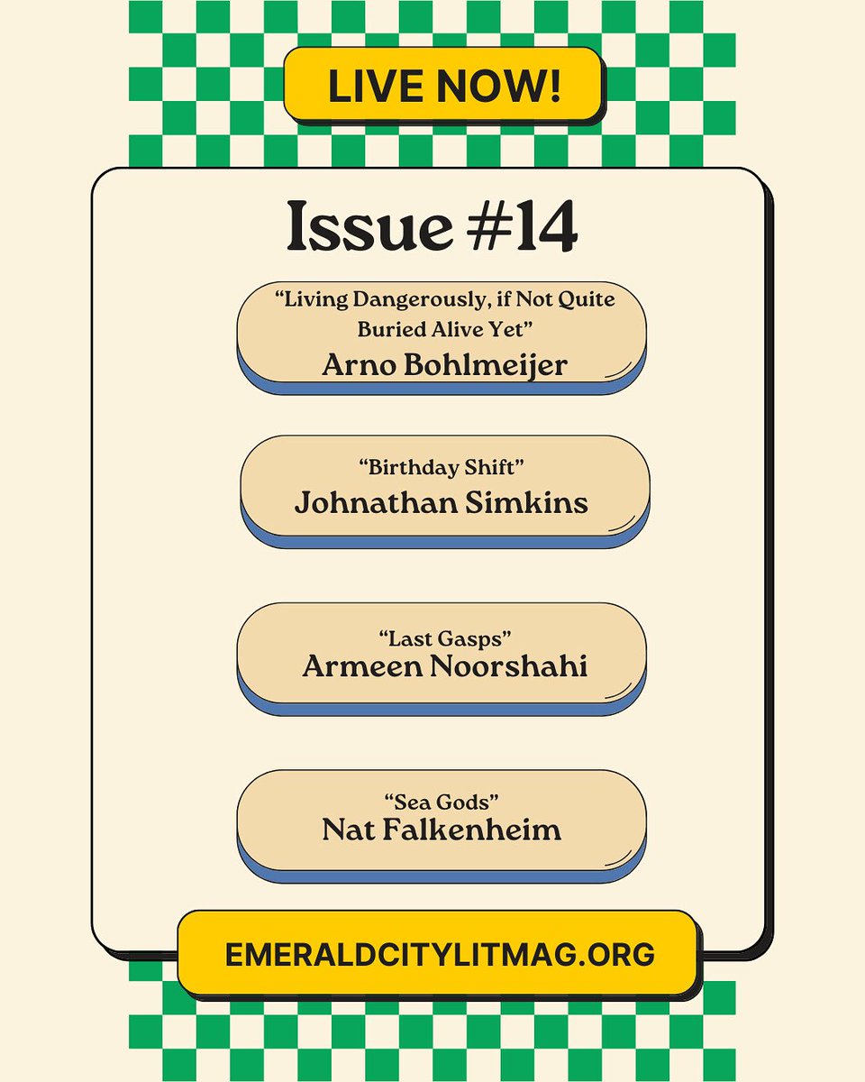 🔆 The Summer 2025 issue is now live! 🔆 Check out these works that contain intriguing and troubling characters, moving and philosophical plots, and everything else you could ever want in good fiction! You can read these stories right now on our website (link in bio)! 💚
