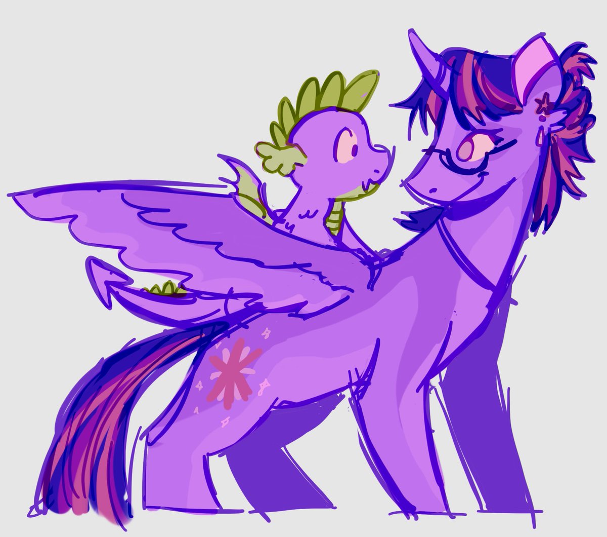 2xdogdrawings4's tweet image. twilight and spike from some months ago :3 #mlp #mlpfanart