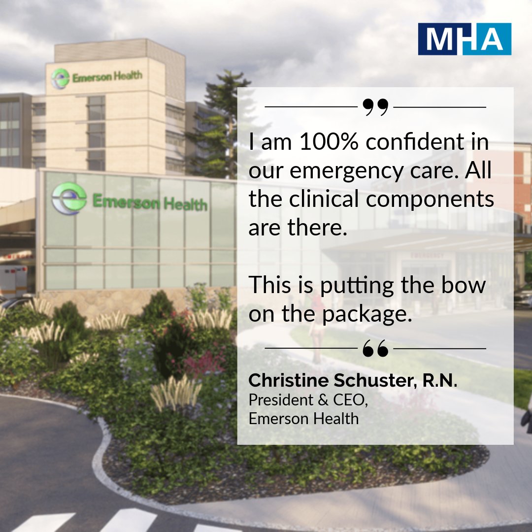 MAHealthHosp's tweet image. #MemberMoment👏: The team at @EmersonHospital recently announced plans for a revamped ED, which will increase access for 35,000 patients in the region and add a designated space for those with behavioral health needs.
Read more about the project here: shorturl.at/WkPy5