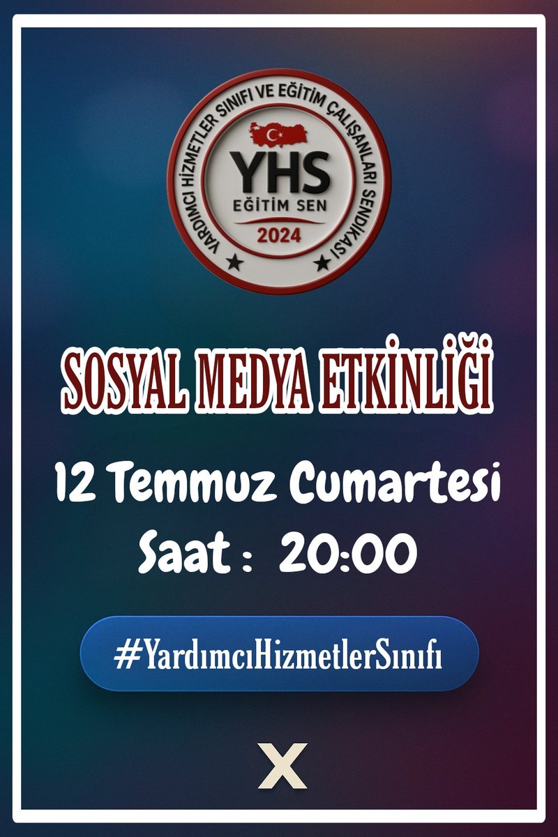 Yardımcı Hizmetler Sınıfı Platformu (@yhsplatform) on Twitter photo 12 Temmuz Cumartesi saat 20:00 ' da #YardımcıHizmetlerSınıfı adına X üzerinden twit etkinliği yapılacaktır katılım sağlamanızı rica ederiz. <a href="/yhsegitimsen/">Yardımcı Hizmetler Sınıfı Eğitim Sendikası</a> <a href="/yhsplatform/">Yardımcı Hizmetler Sınıfı Platformu</a> <a href="/yardimcihizmet1/">Yardımcı Hizmetler Sınıfı DERNEĞİ</a> <a href="/YhsPlatformu/">Yardımcı Hizmetler Sınıfı Platformu</a> <a href="/YhsBuroSen/">Yardımcı Hizmetler Sınıfı Büro Sendikası</a> 12 Temmuz Cumartesi saat 20:00 ' da #YardımcıHizmetlerSınıfı adına X üzerinden twit etkinliği yapılacaktır katılım sağlamanızı rica ederiz. <a href="/yhsegitimsen/">Yardımcı Hizmetler Sınıfı Eğitim Sendikası</a> <a href="/yhsplatform/">Yardımcı Hizmetler Sınıfı Platformu</a> <a href="/yardimcihizmet1/">Yardımcı Hizmetler Sınıfı DERNEĞİ</a> <a href="/YhsPlatformu/">Yardımcı Hizmetler Sınıfı Platformu</a> <a href="/YhsBuroSen/">Yardımcı Hizmetler Sınıfı Büro Sendikası</a>