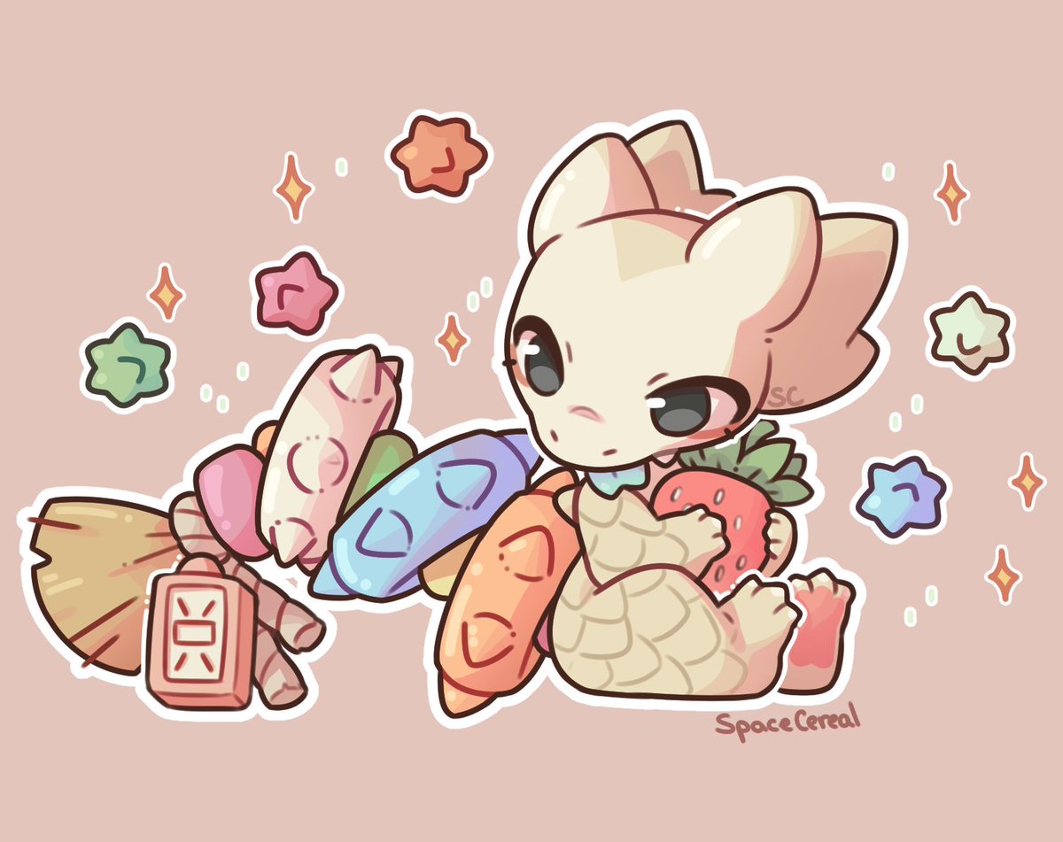 spacecereals's tweet image. Artfight attack for Crcr of their adorable Sona Trinket! 🍓🩷