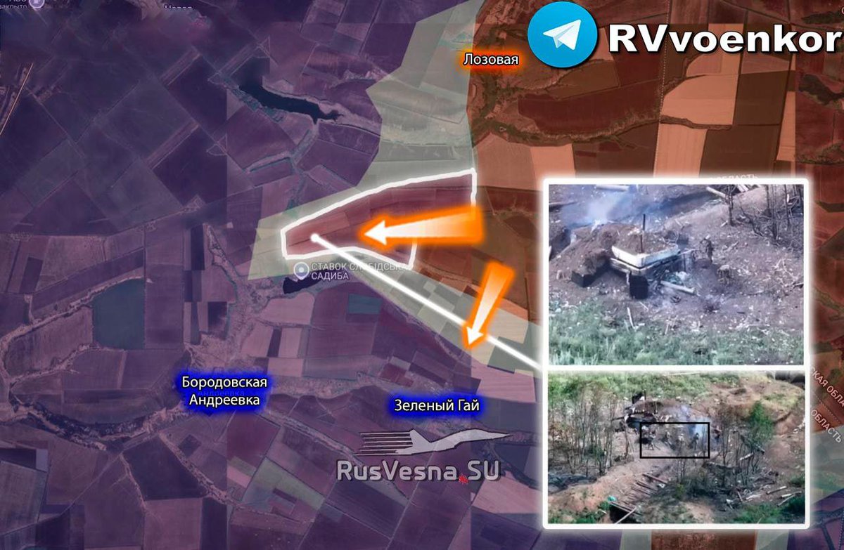 🇷🇺⚔🇺🇦Армия России прорывается к Зелёному Гаю и Боровской Андреевке 

▪️В Харьковской области на Боровском направлении (между Купянском и Изюмом), по кадрам объективного контроля,