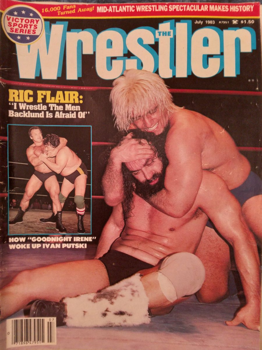 JeffArnie8's tweet image. Arnie's Archives: The Nature Boy applies the sleeperhold to the man known as "Hell on Two Feet" Bruiser Brody in ST Louis on the cover of the Wrestler July 1983 @WrestlingIsKing @VintageWWFMag @RasslinGrenade
