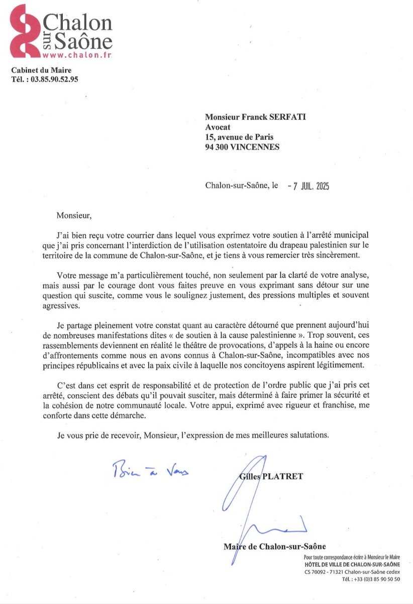 Réponse  Maire  CHALON
