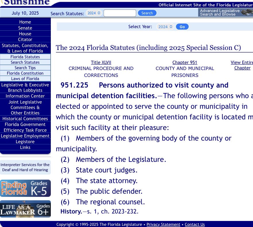 PREDICTION:

Regarding the Alligator Alcatraz lawsuit filed by the Florida Democrat Trans Lives Matter Caucus:

It’s gonna get DISMISSED. 

Alligator Alcatraz isn’t a “correctional institution ” under 944.23 and it’s not a “county/municipal detention facility” under 951.225.