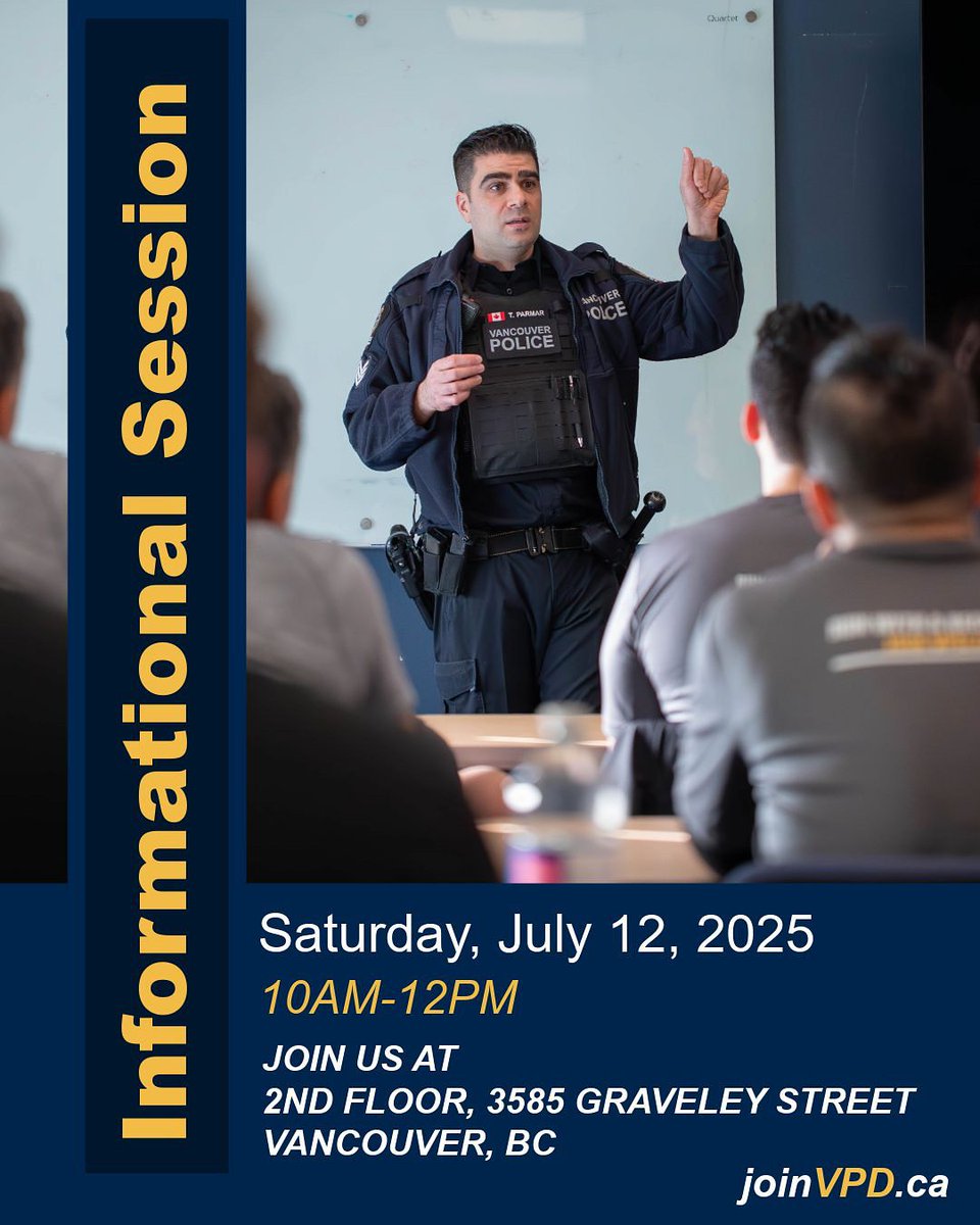 VPDRecruiting's tweet image. If you want major city challenges that will challenge you, the time is now to join us at our Information Sessions!  

Discover what it takes to become a member of the @vancouverpd. Don’t miss the opportunity to hear directly from our detectives as they share the reasons why you…