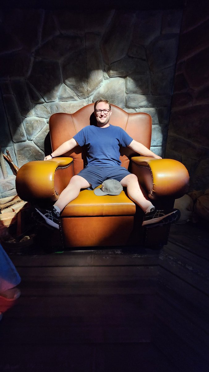 SethHaskellLive's tweet image. I took my girls to the local Harry Potter Expedition, I'm a Hufflepuff so I had to get a pic repping my HP house. The other picture is me sitting in Hagrid's chair!