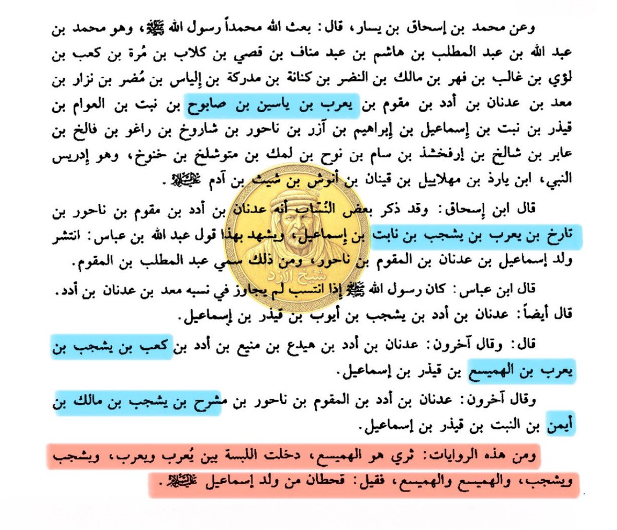 🚨الهمداني بالإكليل بمنهج نقدي علمي :

كما انتقد تقصير سلاسل الأنساب القحطانية من نساب الشام لمضاهاة سلاسل العدنانية في منهجه النقدي ، ها هو يفكّ سبب الإلتباس الذي أدى إلى التوهم من أن #قحطان من ولد إسماعيل عليه السلام :

" ومن هذه الروايات دخلت اللُّبْسَة " 👇🏻