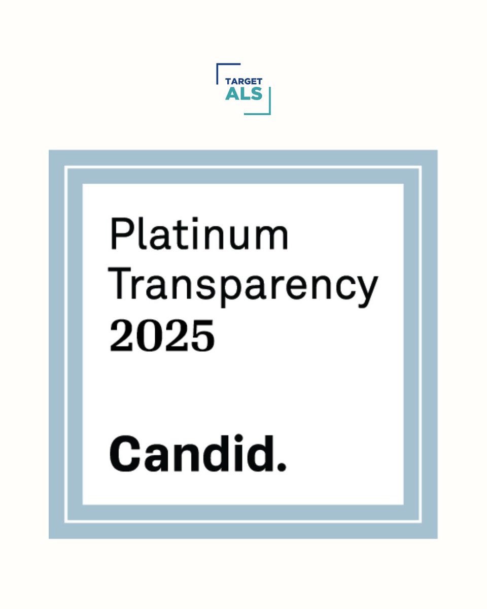 TargetALS_fdn's tweet image. We’re proud to share that we have earned the 2025 Platinum Seal of Transparency from Candid (formerly Guidestar)—the highest honor for nonprofit accountability and transparency.
Transparency is essential to accelerating #ALSResearch.
Learn more: bit.ly/3GfrbVW