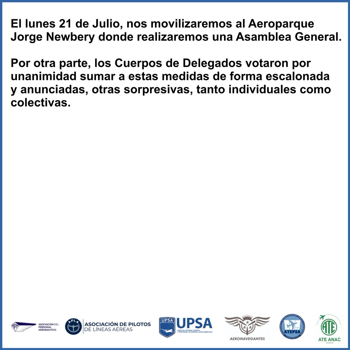 PLENARIO DE SINDICATOS AERONÁUTICOS: PLAN DE ACCIÓN Y LUCHA

#Aeronavegantes