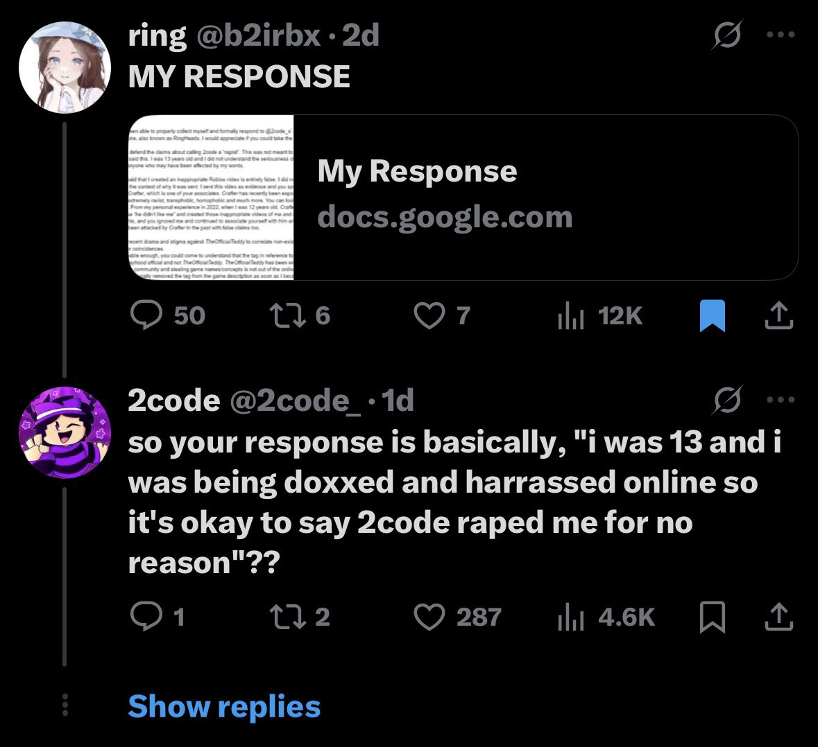 2codeAlt's tweet image. just realized i accidentally ratio’d him 😭
