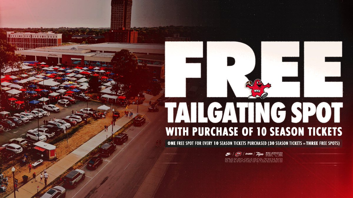 WKUTickets's tweet image. ๐จLocal Business Owners๐จ
Buy 10 season tickets for the upcoming @WKUFootball Season and get a free tailgating spot!
This deal is perfect for entertaining clients, employees, or just repping your brand on gameday!
Call us now at (270)745-2423 to secure your spot today!
