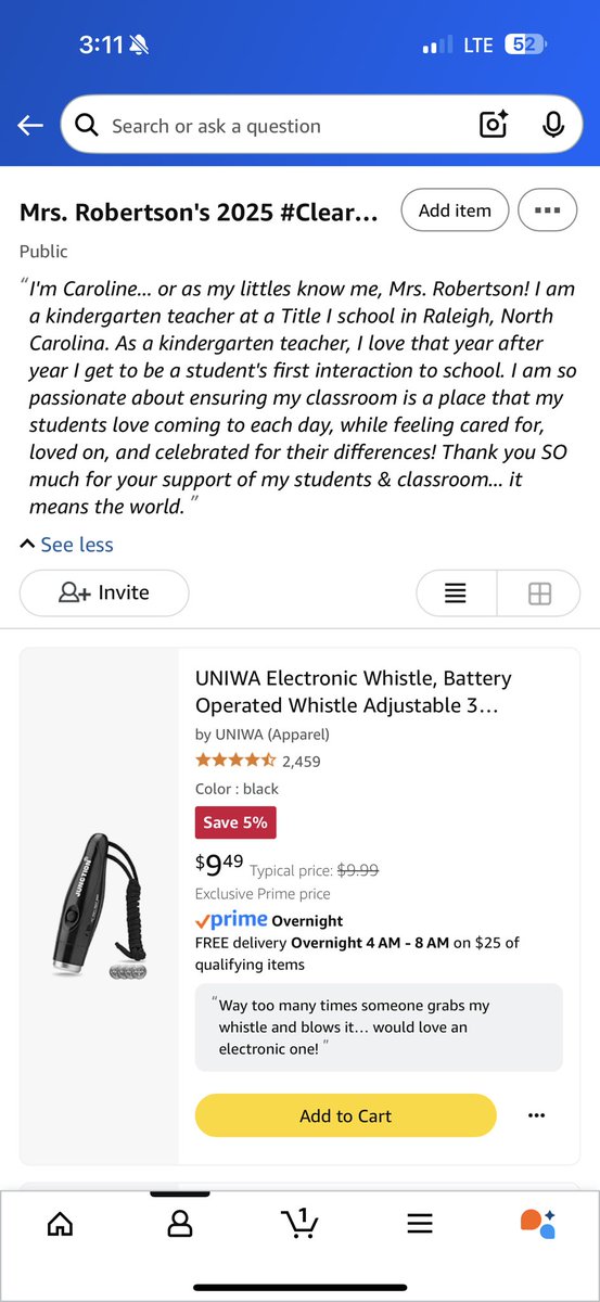 Way too often a kindergartener grabs my whistle and puts their mouth on it 🫠 Would love this for recess instead 😂 Who can help me avoid spreading germs with this little sprinkle? 🖤 amazon.com/hz/wishlist/ls… 
#ClearTheList2025 #TeachersofX
#ClearTheList