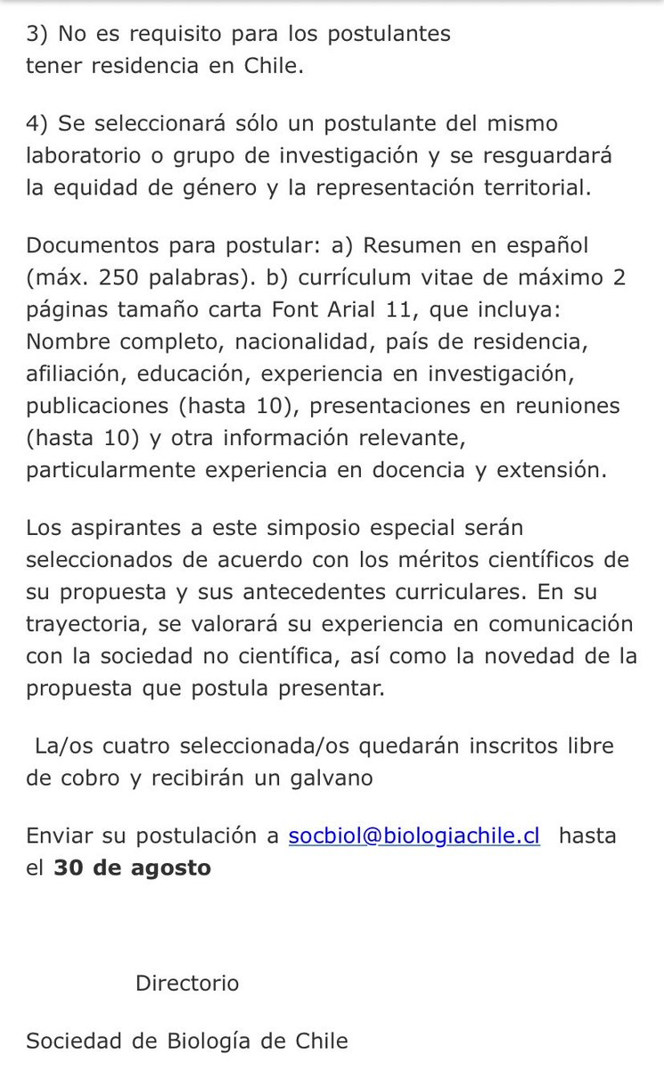 _SBCCh's tweet image. La Sociedad de Biología de Chile invita a postdoctorados y jóvenes investigadores a postular al 5to Simposio de jóvenes científicos-Profesor Dr. Humberto Maturana Romesín
@socbiologia