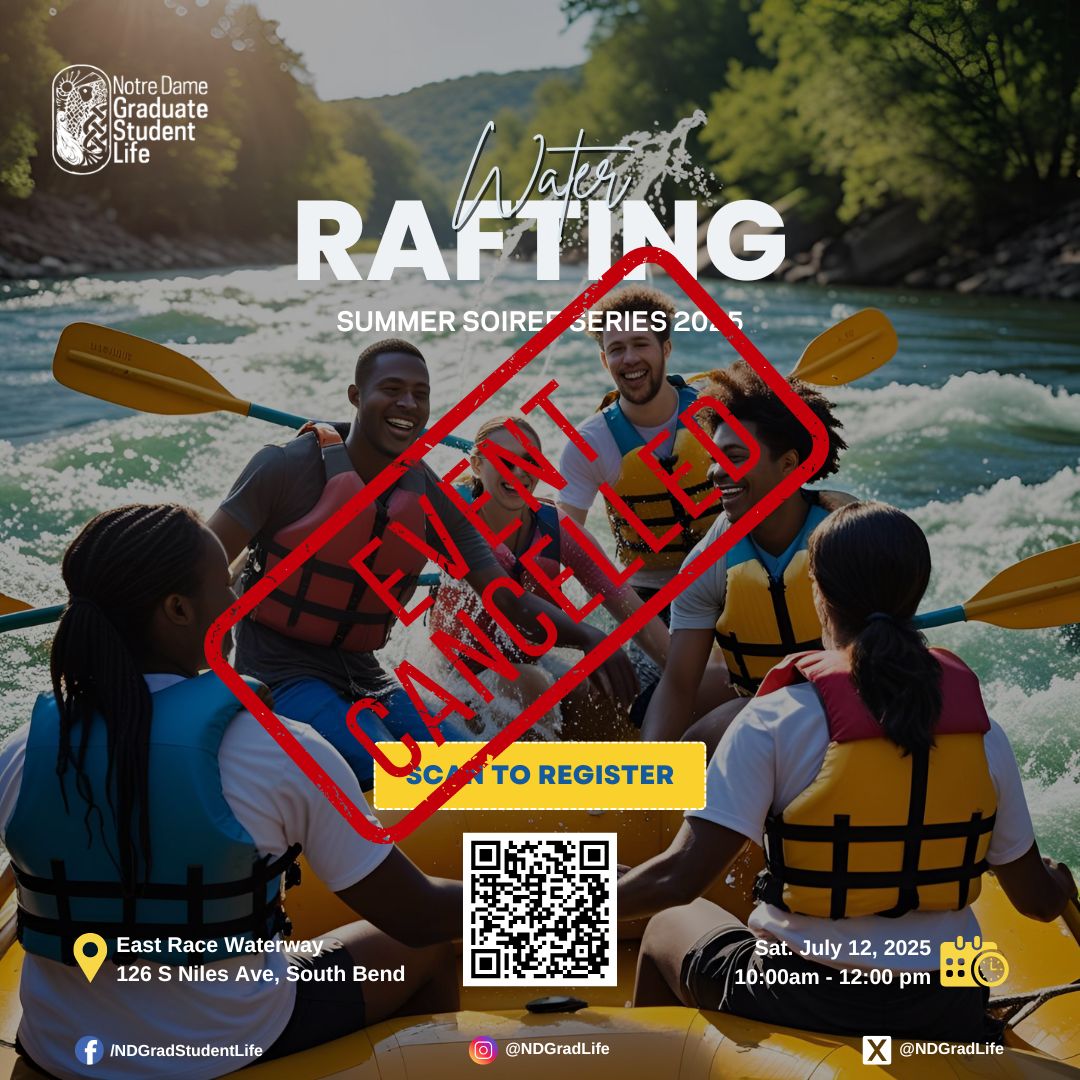 NDGradLife's tweet image. ⚠️ Event Canceled

 Due to forecasted thunderstorms, Grad Life Rafting on Sat, July 12 has been canceled for safety. 🌧️

Please notify any guests you planned to bring. We hope to reschedule -stay tuned for updates!

 #NDGradLife #SummerSoireeSeries