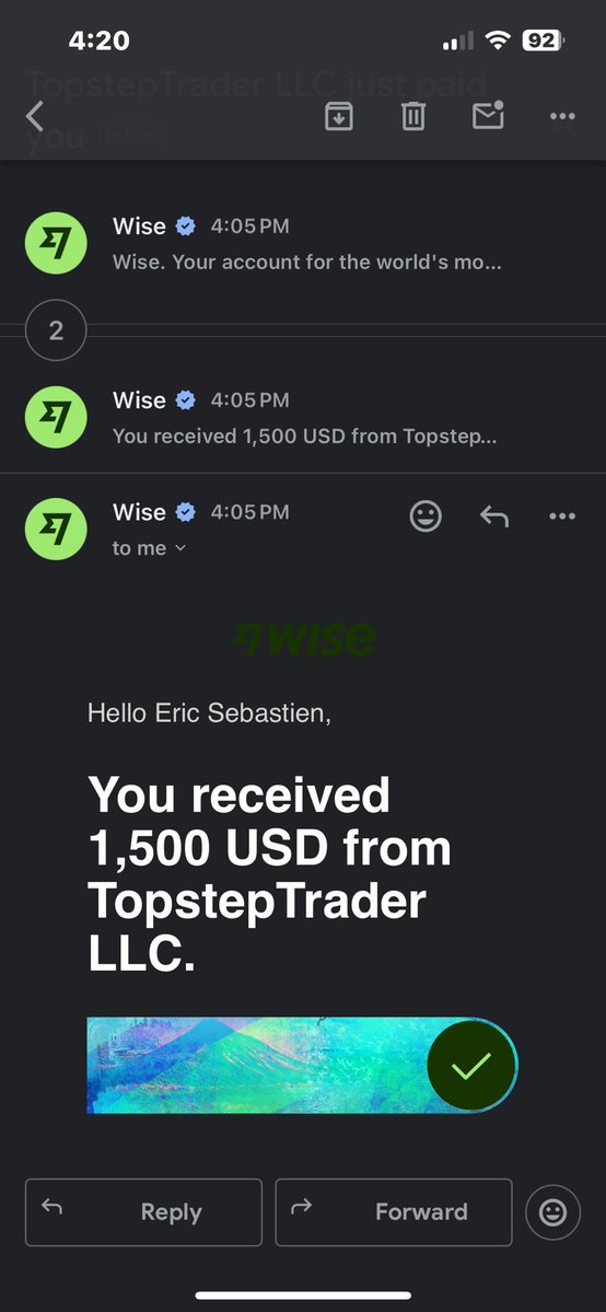 EsdTrader's tweet image. Wow very fast payment with @Topstep as well!!! Thank you guys!!!