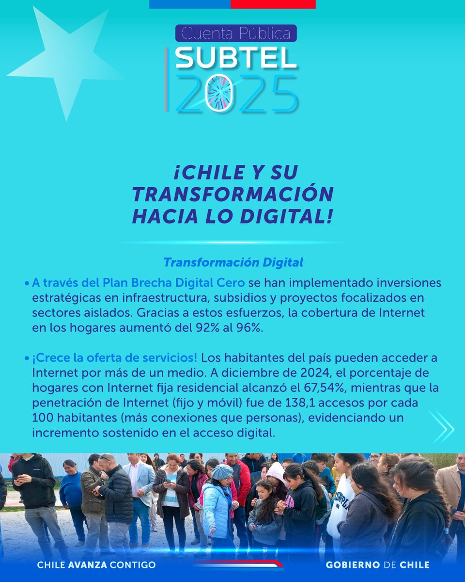 subtel_chile's tweet image. Se viene la #CuentaPúblicaMTT y te contamos el trabajo realizado por Subtel estos cuatro años, que han llevado a nuestro país hacia la transformación digital.
