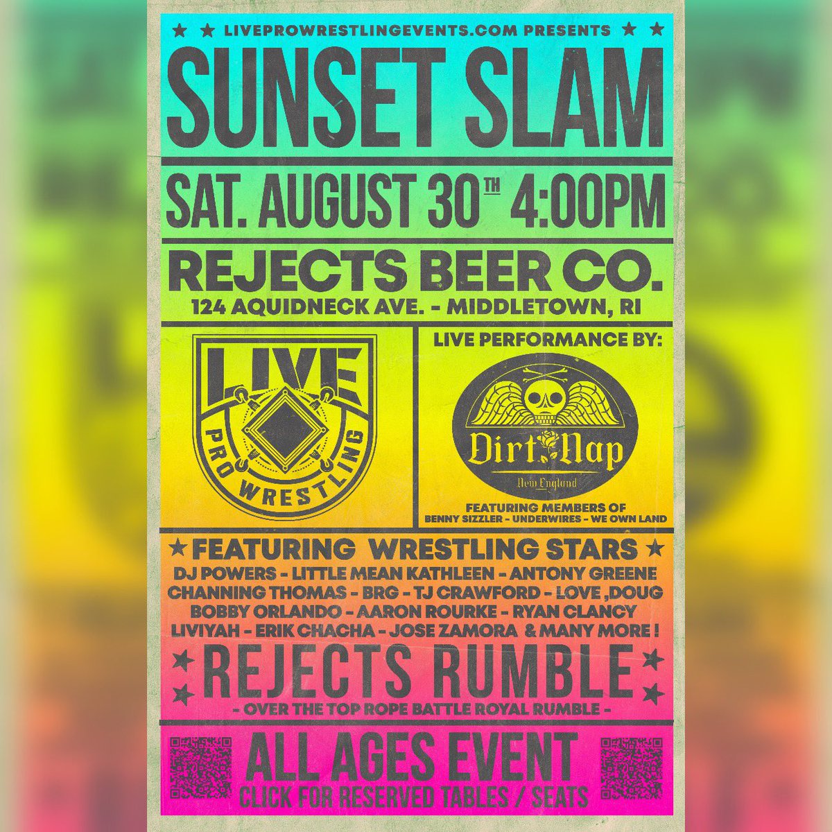 LIVE Pro Wrestling (@livepwevents) on Twitter photo We return to Aquidneck Island on August 30th!
Feat:
<a href="/DjPowersWrestle/">Dj Powers</a>
<a href="/PerfectAaron1/">Aaron Rourke🏳️🌈</a>
<a href="/FancyRyanClancy/">“Fancy” Ryan Clancy | 「ファンシー」ライアン・クランシー</a>
<a href="/TheBobbyOrlando/">Bobby Orlando</a>
<a href="/LILMEANKATHLEEN/">Little Mean Kathleen.</a>
<a href="/victorious_brg/">The Victorious BRG✌🏻</a>
<a href="/liviyahpw/">LIVIYAH</a>
<a href="/ChanThomasPro/">World Class Channing Thomas</a>
<a href="/alternative_ag/">Anthony Greene アンソニー・グリーン</a>
<a href="/LoveDoug_/">Love, Doug</a>
<a href="/TJCWrestling/">TJ Crawford</a> & more!
Grab your tickets now!
🎟️: exploretock.com/rejects-beer-c… We return to Aquidneck Island on August 30th!
Feat:
<a href="/DjPowersWrestle/">Dj Powers</a>
<a href="/PerfectAaron1/">Aaron Rourke🏳️🌈</a>
<a href="/FancyRyanClancy/">“Fancy” Ryan Clancy | 「ファンシー」ライアン・クランシー</a>
<a href="/TheBobbyOrlando/">Bobby Orlando</a>
<a href="/LILMEANKATHLEEN/">Little Mean Kathleen.</a>
<a href="/victorious_brg/">The Victorious BRG✌🏻</a>
<a href="/liviyahpw/">LIVIYAH</a>
<a href="/ChanThomasPro/">World Class Channing Thomas</a>
<a href="/alternative_ag/">Anthony Greene アンソニー・グリーン</a>
<a href="/LoveDoug_/">Love, Doug</a>
<a href="/TJCWrestling/">TJ Crawford</a> & more!
Grab your tickets now!
🎟️: exploretock.com/rejects-beer-c…