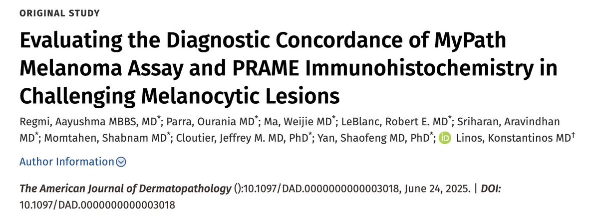 Congratulations to our residents and the dermatopathology team at Dartmouth for the latest publication in AJDP <a href="/AJDP_Journal/">American Journal of Dermatopathology</a>. Click: journals.lww.com/amjdermatopath…