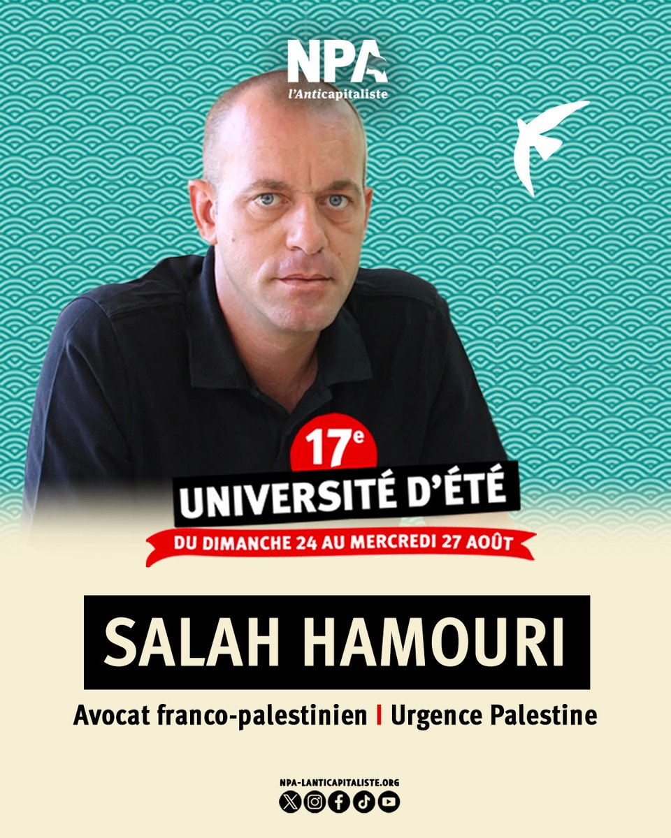 🇵🇸 Pour parler de la solidaritéavec la Palestine ici et de la situation là-bas, nous aurons le plaisir d'accueillir <a href="/MoonMonira/">Monira Moon 🗝️ 🇳🇨 ❤️🇵🇸 🔻🇱🇧</a>, militante antiraciste et décoloniale ainsi que <a href="/salah_hamouri/">Salah Hamouri</a>, avocat franco-palestinien, membre de <a href="/urgence_pal/">Urgence Palestine</a> !
👉npa-lanticapitaliste.org/UDT2025