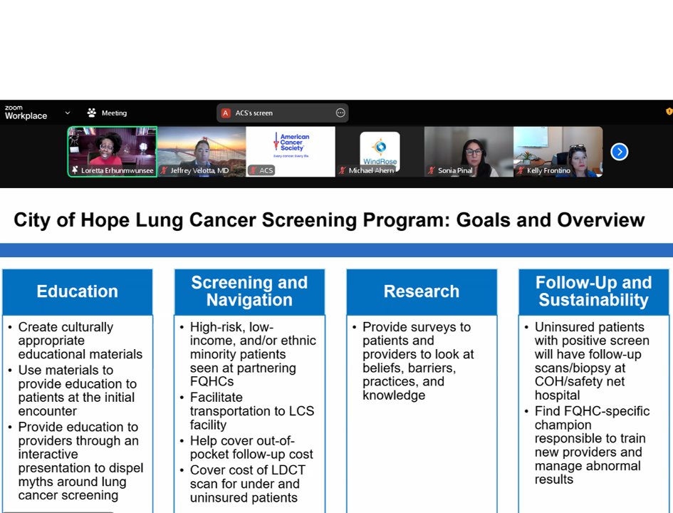 JVelottaMD's tweet image. Amazing work being done by @LorettaEMD @cityofhope @CityofHopeSurg on lung cancer screening disparities utilizing AI modelling methods and navigators to improve adherence in underserved populations in Orange County, a very diverse area!! @ACSCAN @ACSCANCA @AmericanCancer