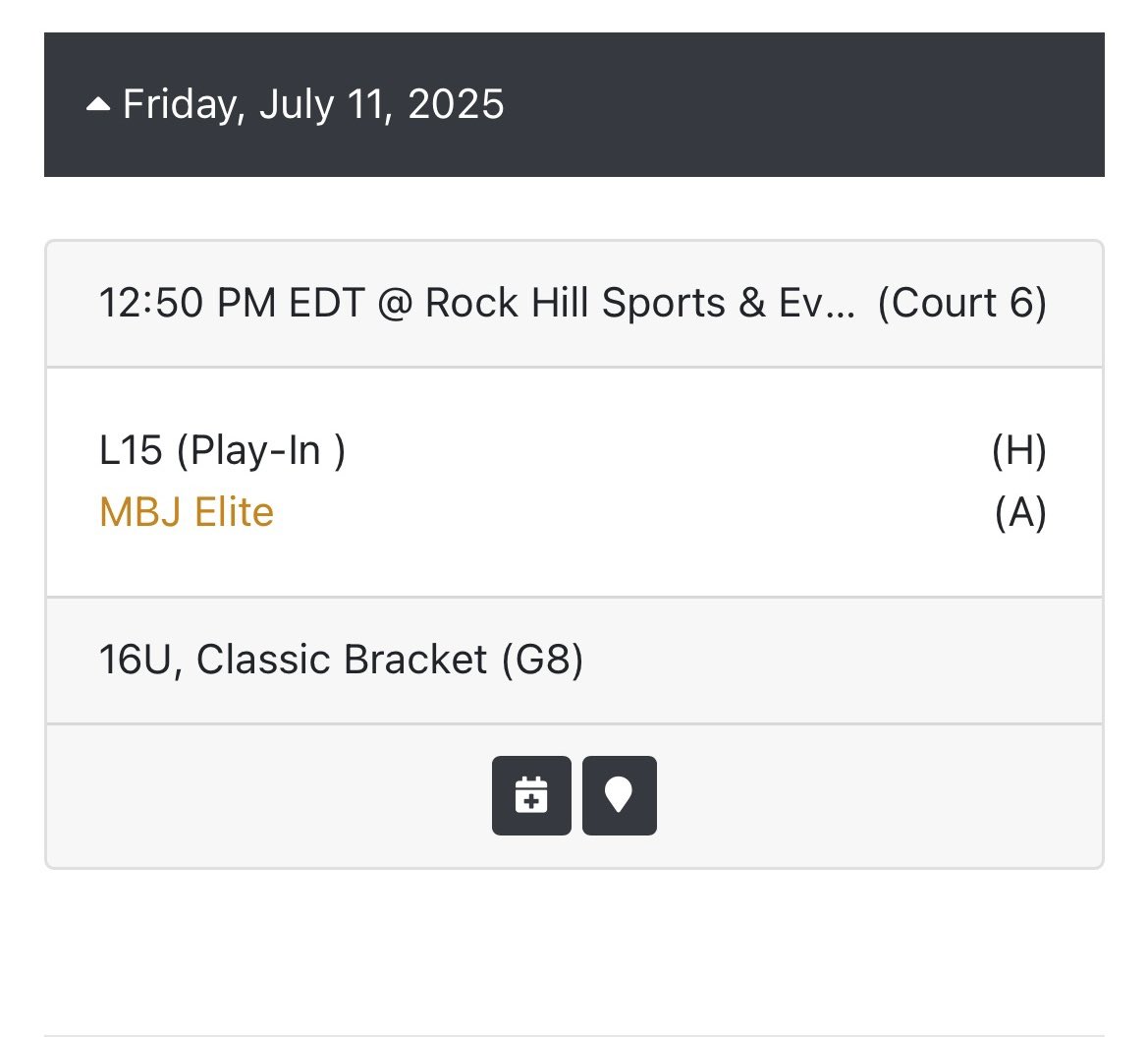 KadeManley2027's tweet image. Schedule for tomorrow at Rock Hill 3SSB.