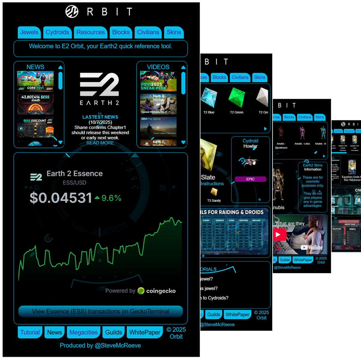 Introducing E2 Orbits new mobile web site:

mobile.earth2.support

This quick reference tool provides you with all the latest information to help you on the #Earth2 platform.

Please share this with new and existing users to help them on their E2 journey.