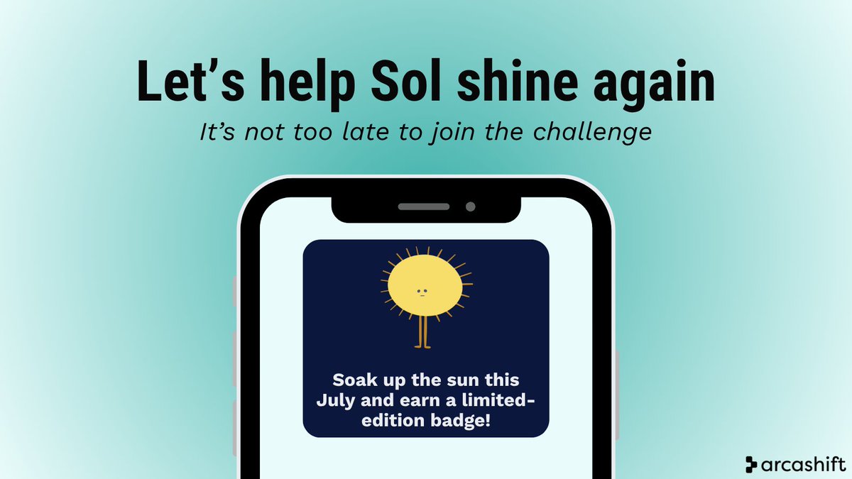 Not too late to help Sol get his groove back ☀️

Join Arcashift's July Challenge: 2+ hours of outdoor light, 10 days, 1 exclusive badge.

Your rhythms—and Sol—will thank you. 

#Arcashift #SolChallenge #CircadianRhythm