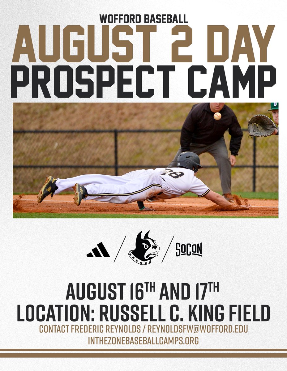 🚨PROSPECT CAMP🚨

Our biggest prospect camp of the year is a month away! Great way to be seen by our entire staff and multiple college programs!

✅ Pro Style Workout
✅ TrackMan Data
✅ Schools from Every Level
✅ Live Game Play

🔗: inthezonebaseballcamps.org