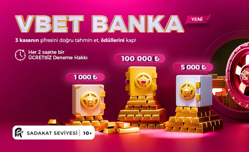arsedene's tweet photo. ✌️Vbet Giriş: https://t.co/90BxeZQTeZ
💥VBET BANKA ile heyecan tavan yapıyor! 💸
🔐1.000₺, 5.000₺ ve TAM 100.000₺!
💗 #vbet #vbettr

Her 2 saatte bir ÜCRETSİZ tahmin hakkı!
💰ilersen 20₺’ye ekstra deneme hakkı da senin!
Şifreyi doğru tahmin et, kasayı aç, parayı kap! https://t.co/GWf42VwxWJ