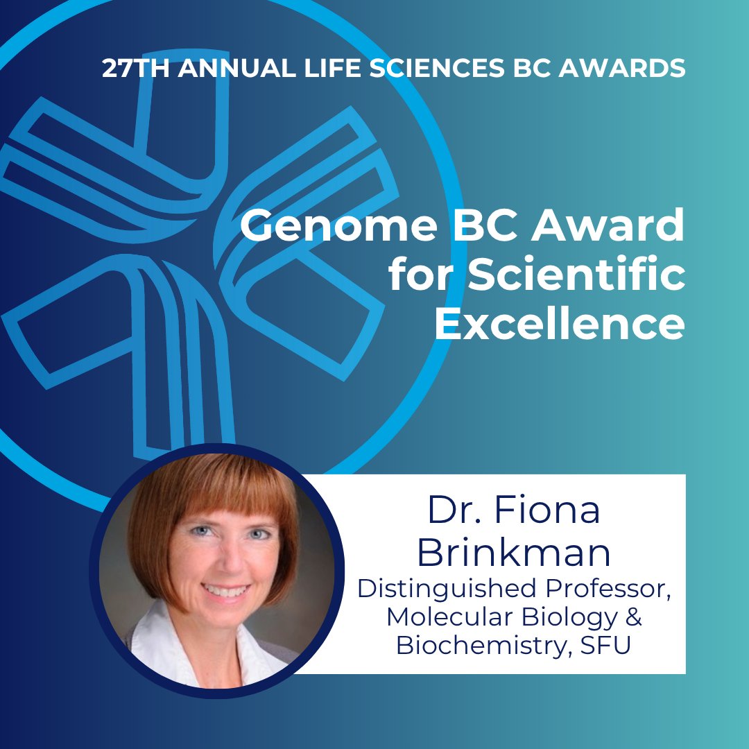 GenomeBC's tweet image. Congrats to Dr. Fiona Brinkman, recipient of the @lifesciences_bc and Genome BC Award for Scientific Excellence—2024 Life Sciences BC Awards! 

Fiona has been a pioneering force in genomics + bioinformatics, advancing research that connects science, community + industry.