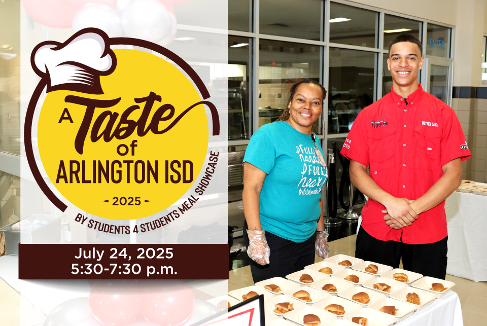 ArlingtonISD's tweet image. 🎉 Join us July 24 for #ATasteOFArlingtonISD at Sam Houston High! Enjoy student-made dishes + local favorites. Free entry, donations welcome to support student meals. 5:30–7:30 p.m. 🍽️ #ArlingtonISD #ByStudents4Students

➡️ Details and registration at: aisd.net/district-news/….
