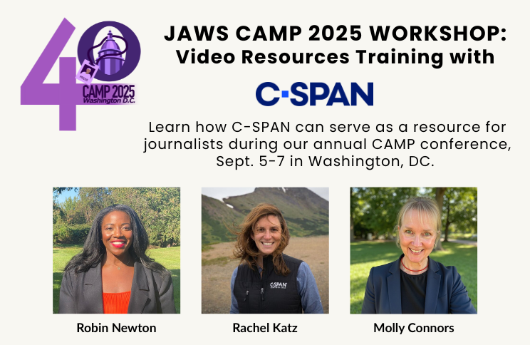 womenjournos's tweet photo. #JAWSCAMP2025 Workshop Announcement: @cspan Video Resources Training! Learn about C-SPAN’S vast video library and how to access it as well as other valuable tools available online. Our 40th anniversary CAMP conference is set for Sept. 5-7 in Washington, DC https://t.co/dprozPvrRW https://t.co/Io0w89stdg
