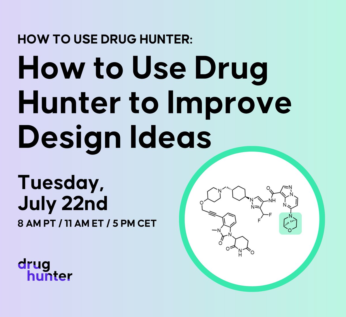 drughunter_com's tweet image. How to Use Drug Hunter to Improve Design Ideas
Tuesday, July 22nd, 2025
8 AM PT | 11 AM ET | 5 PM CET
One of the most common questions during the design process for new drug molecules is whether a particular structural motif appears in FDA-approved drugs or recent clinical…