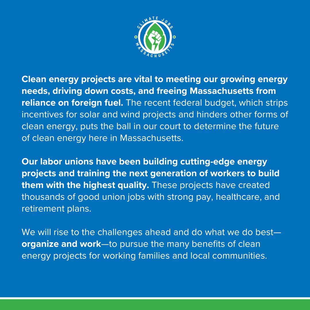 ClimateJobsMA's tweet image. It’s up to us to build clean energy projects that lower costs and put workers first.
#EnergyIndependenceMonth