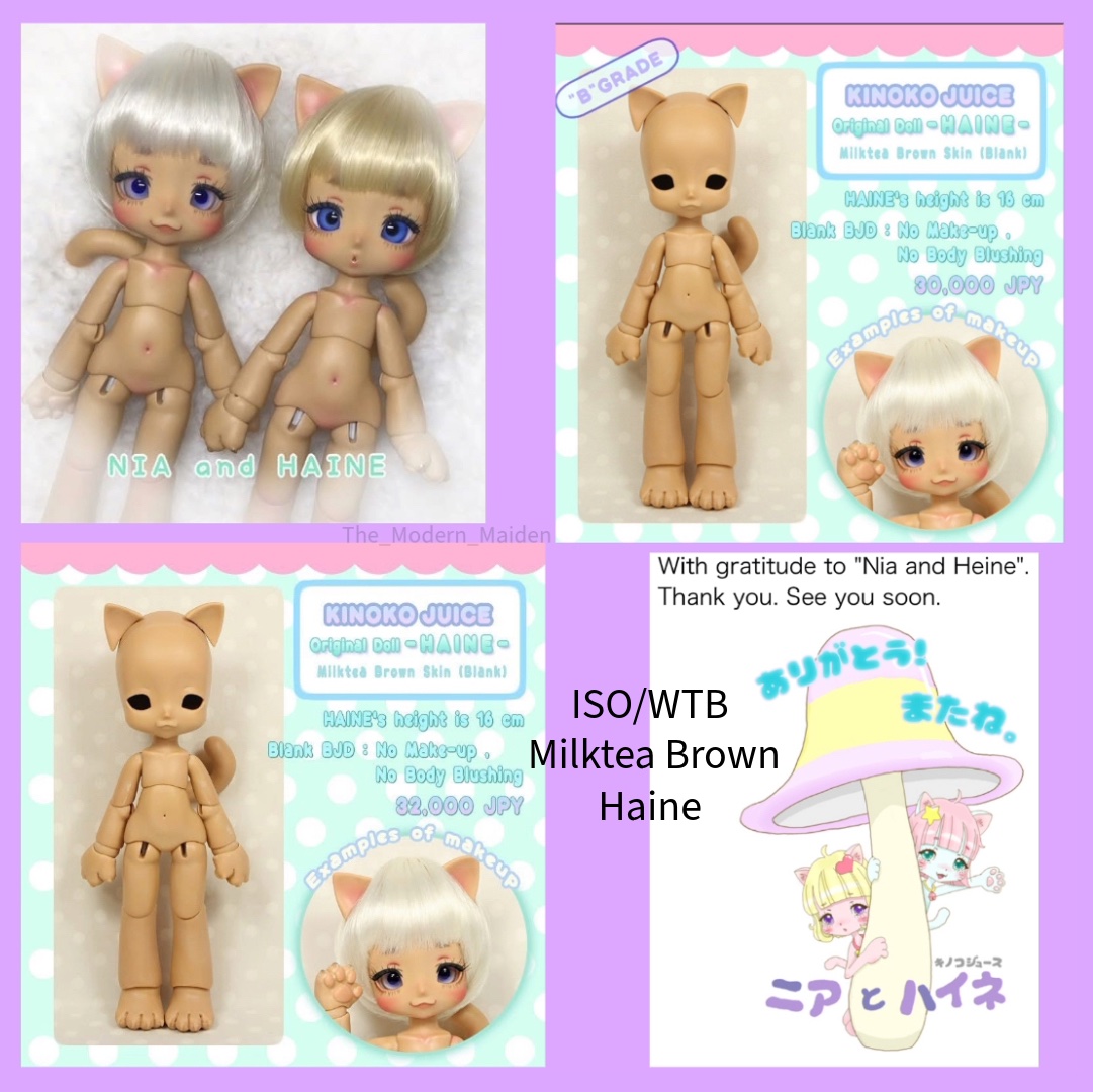 TheModernMaiden's tweet photo. ISO/WTB: If you have, find or see an available Kinoko Juice Milktea Haine, Raspberry Nia, Banana Yellow Haine, or Banana Yellow Nia PLEASE let me know! Thank you! #kinokojuice #kinokojuicehaine #kinokojuicenia #kinokojuicecat #bjdcat #kinokojuicedoll #kinokojuicecollector https://t.co/TYE4eSXZmF