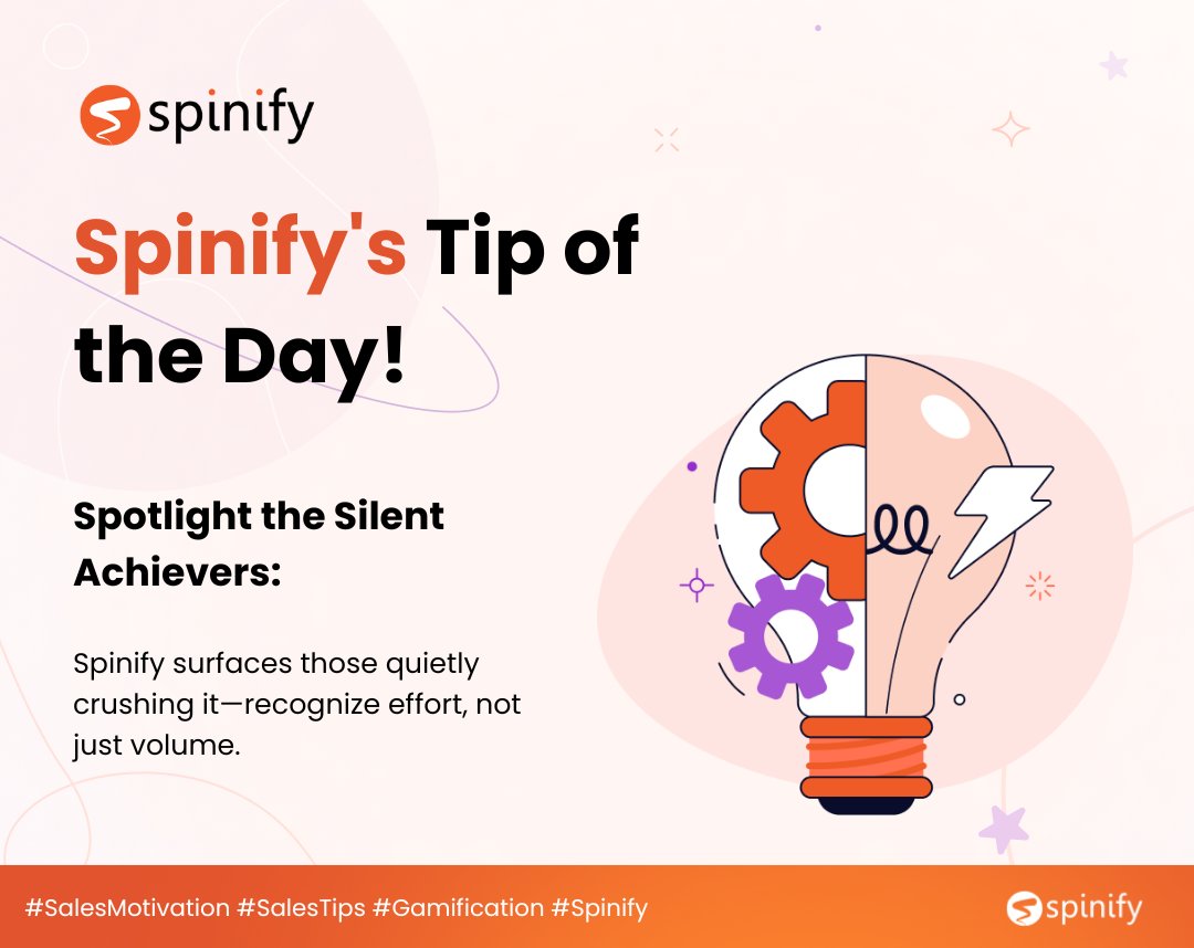 Not all heroes wear headsets loudly. 🎧

Spinify helps you recognize the silent achievers—those quietly crushing KPIs behind the scenes.
Because effort ≠ volume. 👏

#Sales #Motivation #Recognition #Spinify