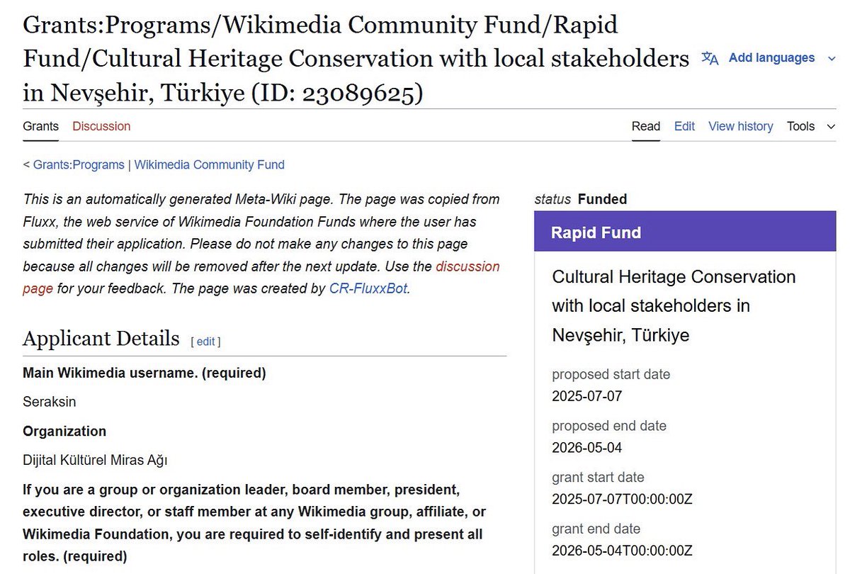 🎉 Yeni Projemizi Duyurmaktan Mutluluk Duyuyoruz!

📌 "Cultural Heritage Conservation with Local Stakeholders in Nevşehir, Türkiye"
📌"Nevşehir'de Yerel Paydaşlarla Kültürel Mirası Koruyoruz"
📅 2025-2026
🌍 Wikimedia Foundation Rapid Fund desteğiyle +