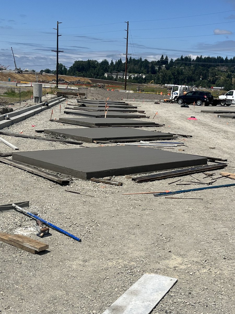 Concrete dolly pads at this commercial development in Fife, Washington 🚚. Superior product than asphalt, prevents the semi trailers from punching through!