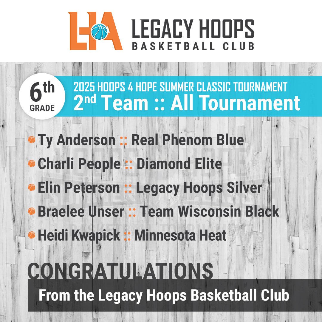 Legacy_HoopsAAU's tweet photo. Hoops 4 Hope All Tournament 2nd Team: 6th Grade Division. ๐ฉท๐๐ค #LegacyHoops #Legacy #Hoops4Hope https://t.co/mXIuNzdmSK
